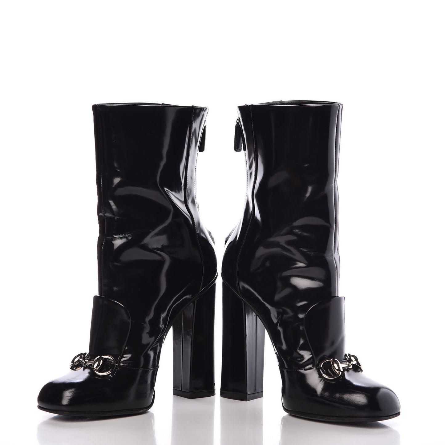 Patent Twiggy Horsebit Boot 36.5 Black