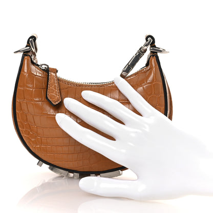 Fendi Crocodile Nano Fendigraphy Hobo Charm Caramello 2 of 11