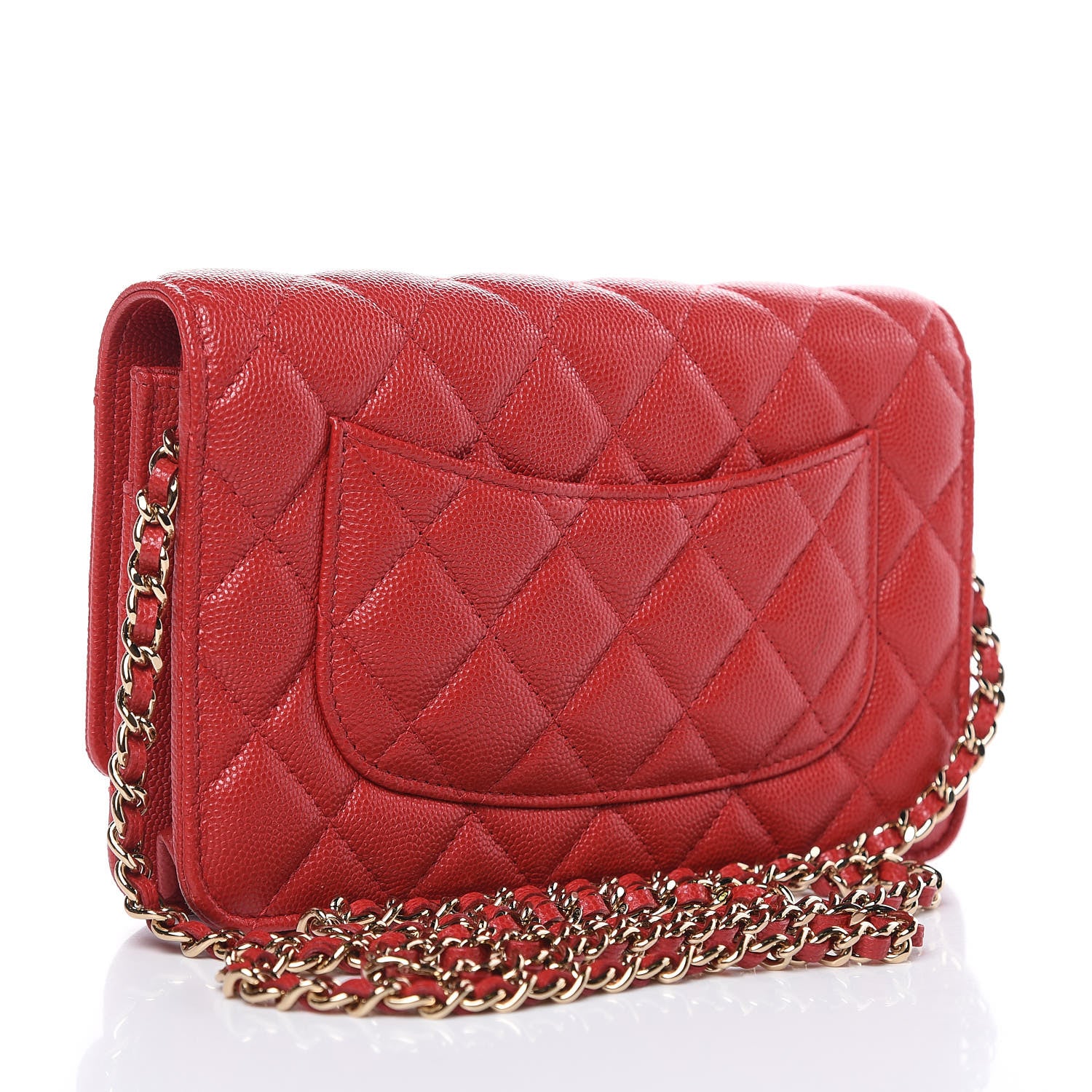 Chanel Caviar Quilted Wallet on Chain WOC Red 3 of 11