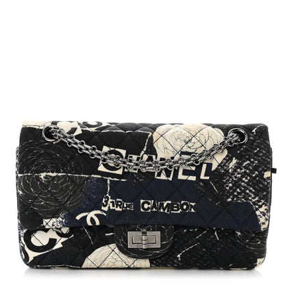 Chanel Jersey Quilted Camellia 2.55 Reissue 225 Flap Navy Blue 1 of 13