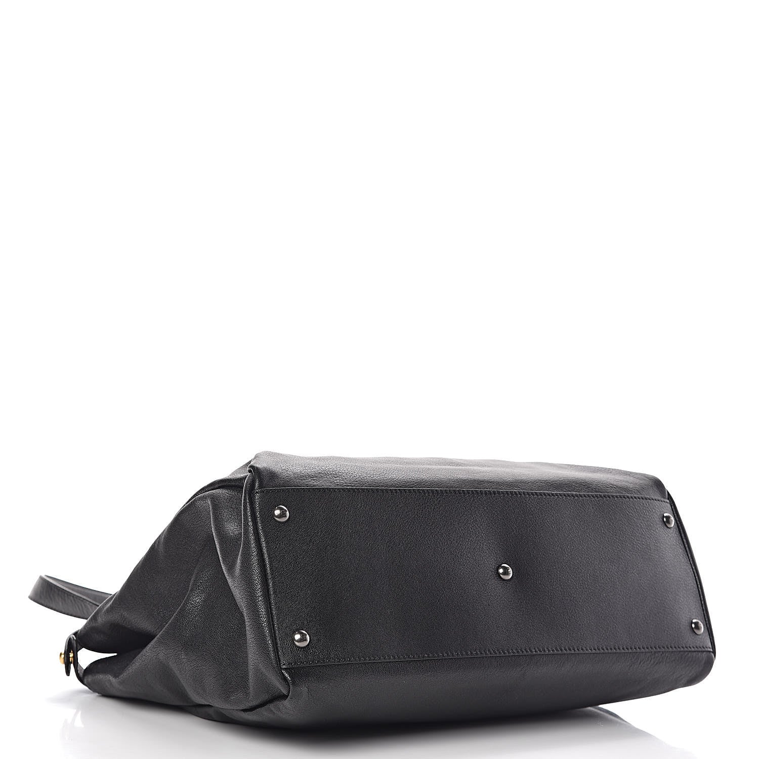 Fendi Goatskin Zucca Large Peekaboo Iconic Satchel Black Tobacco 5 of 16