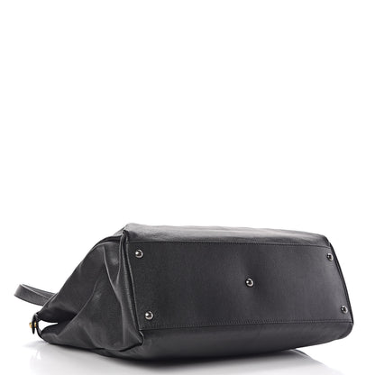 Fendi Goatskin Zucca Large Peekaboo Iconic Satchel Black Tobacco 5 of 16