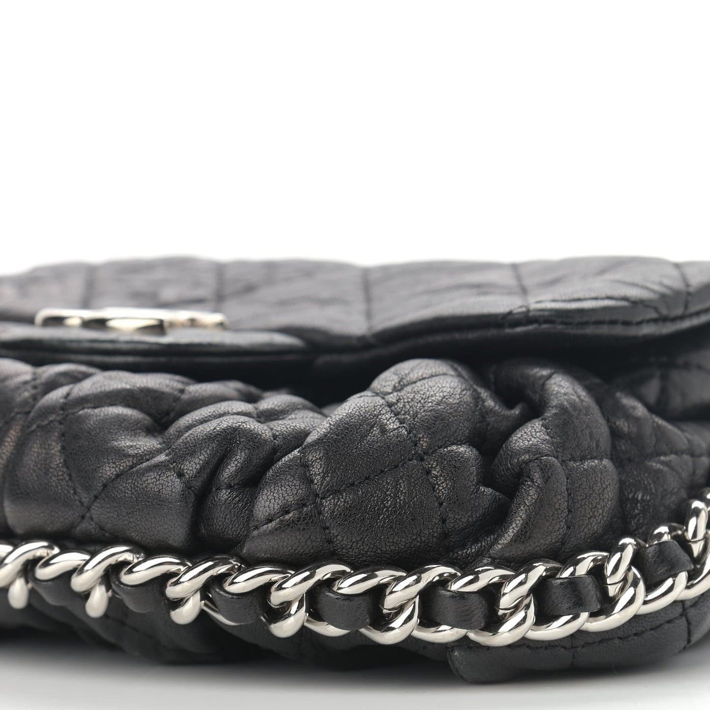 Washed Lambskin Quilted Mini Chain Around Messenger Black