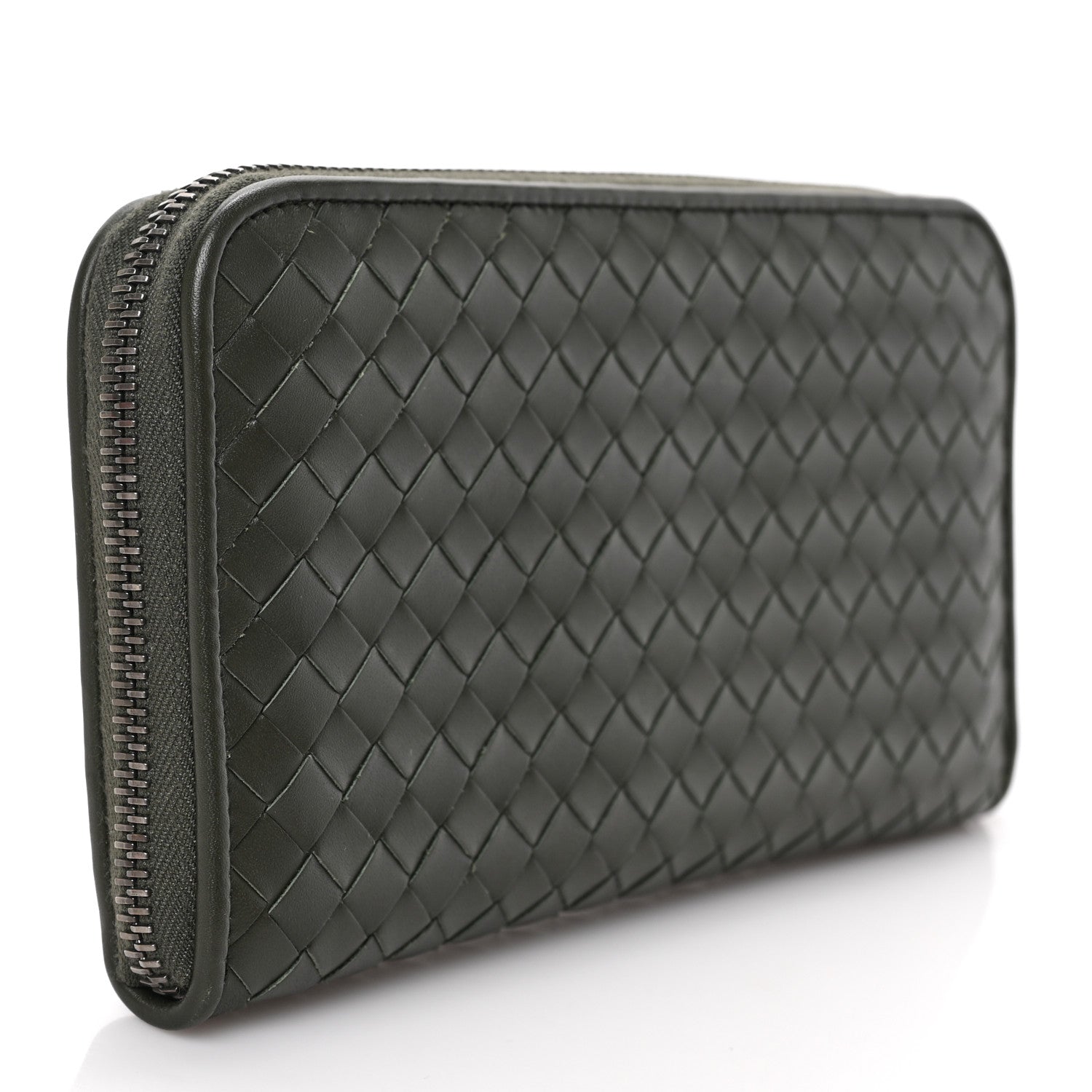 Bottega Veneta Nappa Intrecciato Zip Around Wallet Khaki 3 of 6