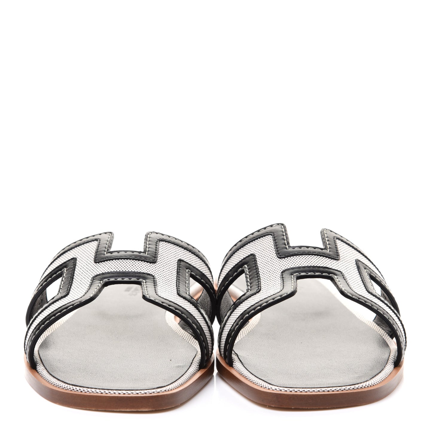 Calfskin Canvas Oran Sandals 37 Black