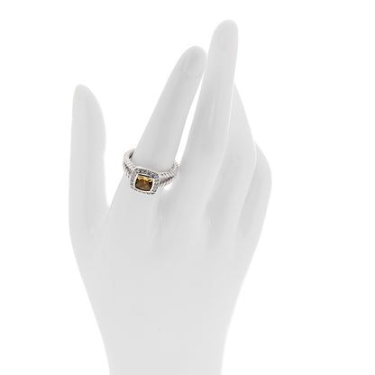 David Yurman Sterling Silver Diamond Citrine 7mm Petite Albion Ring 54 7 2 of 4
