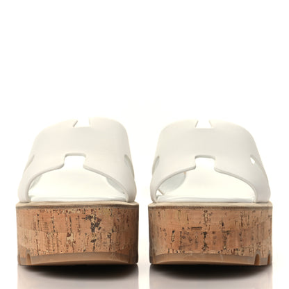 Hermes Calfskin Cork Eze 30 Sandals 38 White 2 of 9