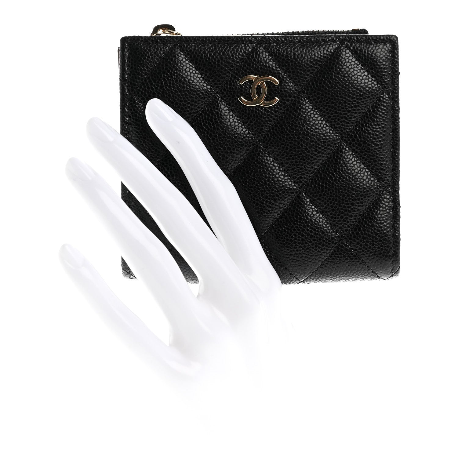 CHANEL Compact Wallet Black Leather 財布 黒 Chanel CC Logo Quilted Compact Wallet Black
