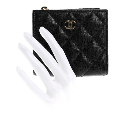 Chanel Caviar Quilted CC Zip Compact Wallet Black 2 of 8