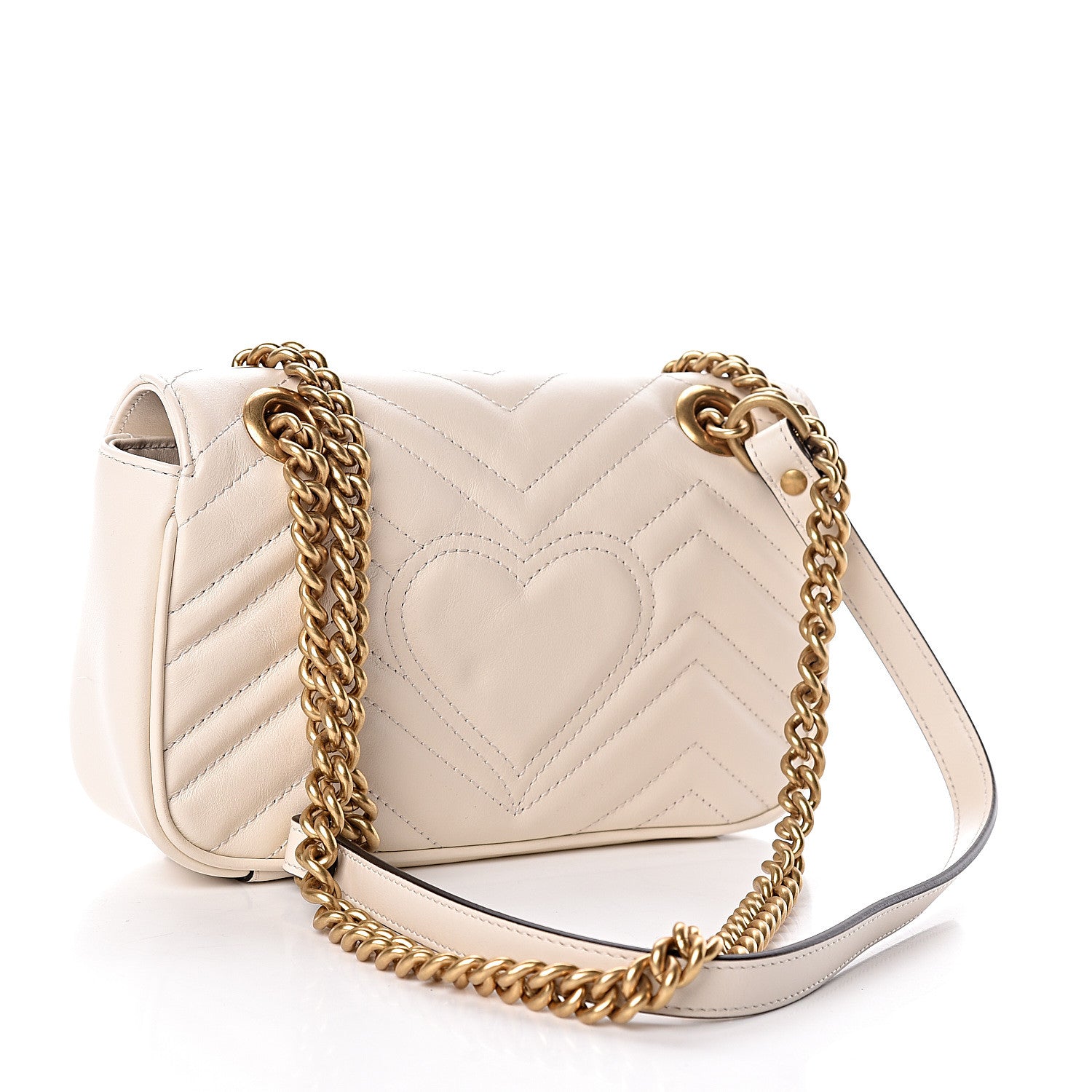 Gucci Calfskin Matelasse Mini GG Marmont Shoulder Bag White 3 of 10