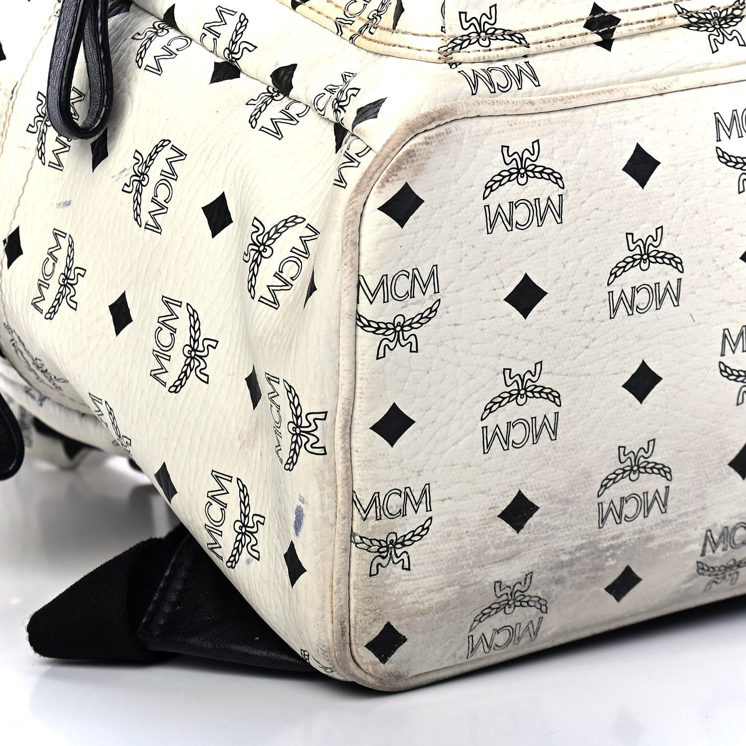 MCM Visetos Medium Side Stud Stark Backpack White 9 of 14