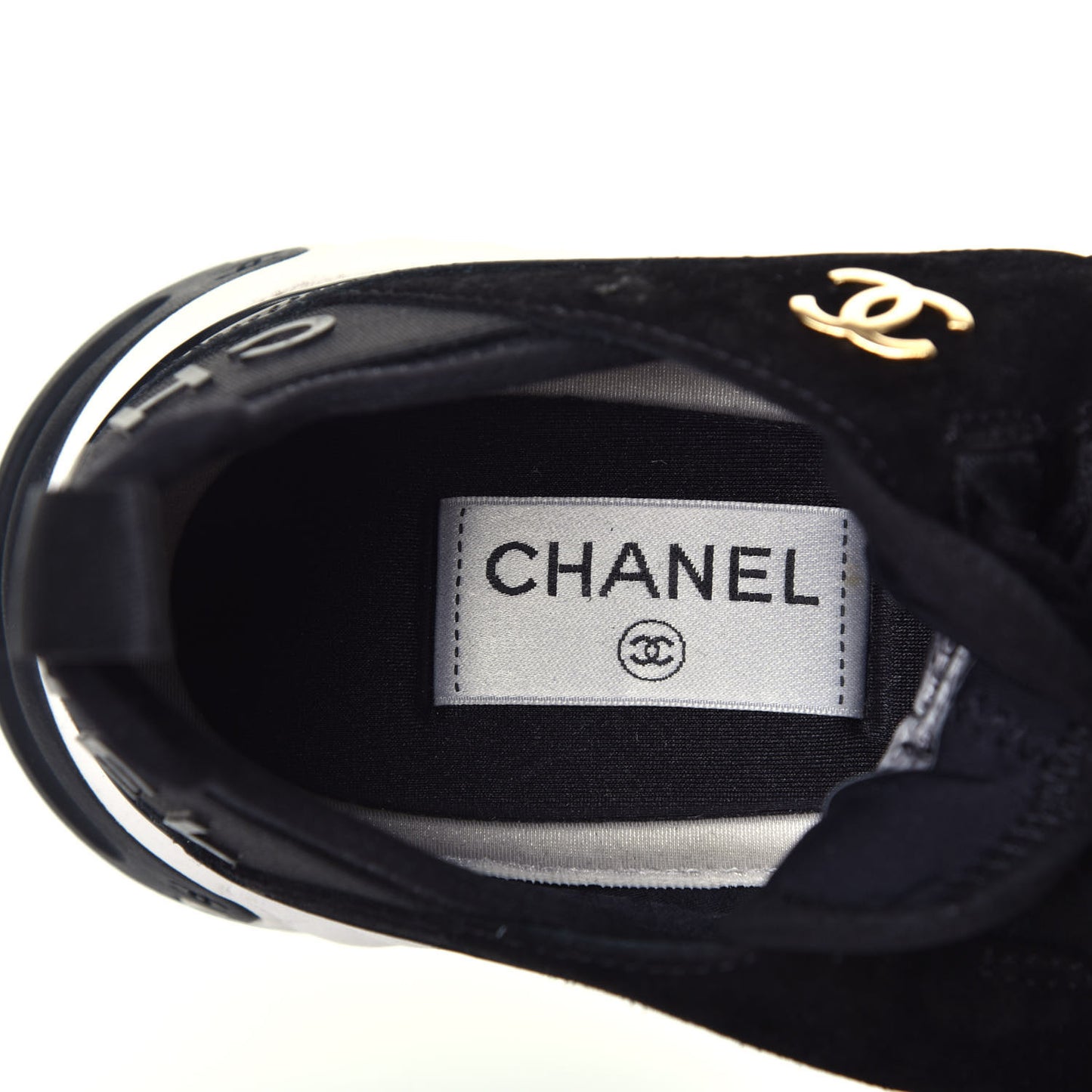 Fabric Calfskin Suede CC Sneakers 38.5 Black