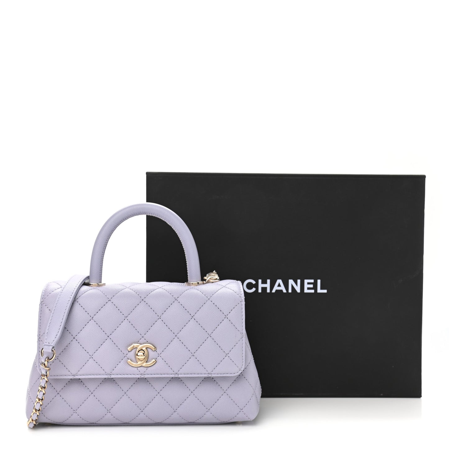 Caviar Quilted Mini Coco Handle Flap Light Purple