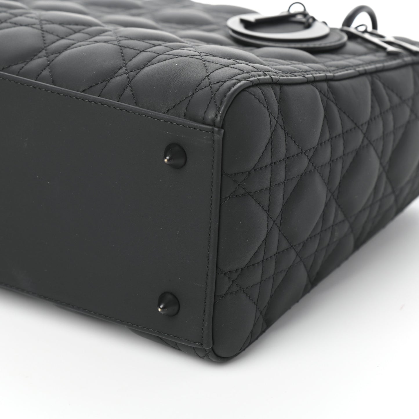 Ultra Matte Calfskin Cannage Medium Lady Dior Black