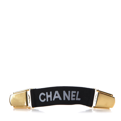 Chanel Elastic Logo Suspenders Clip Black 1 of 3