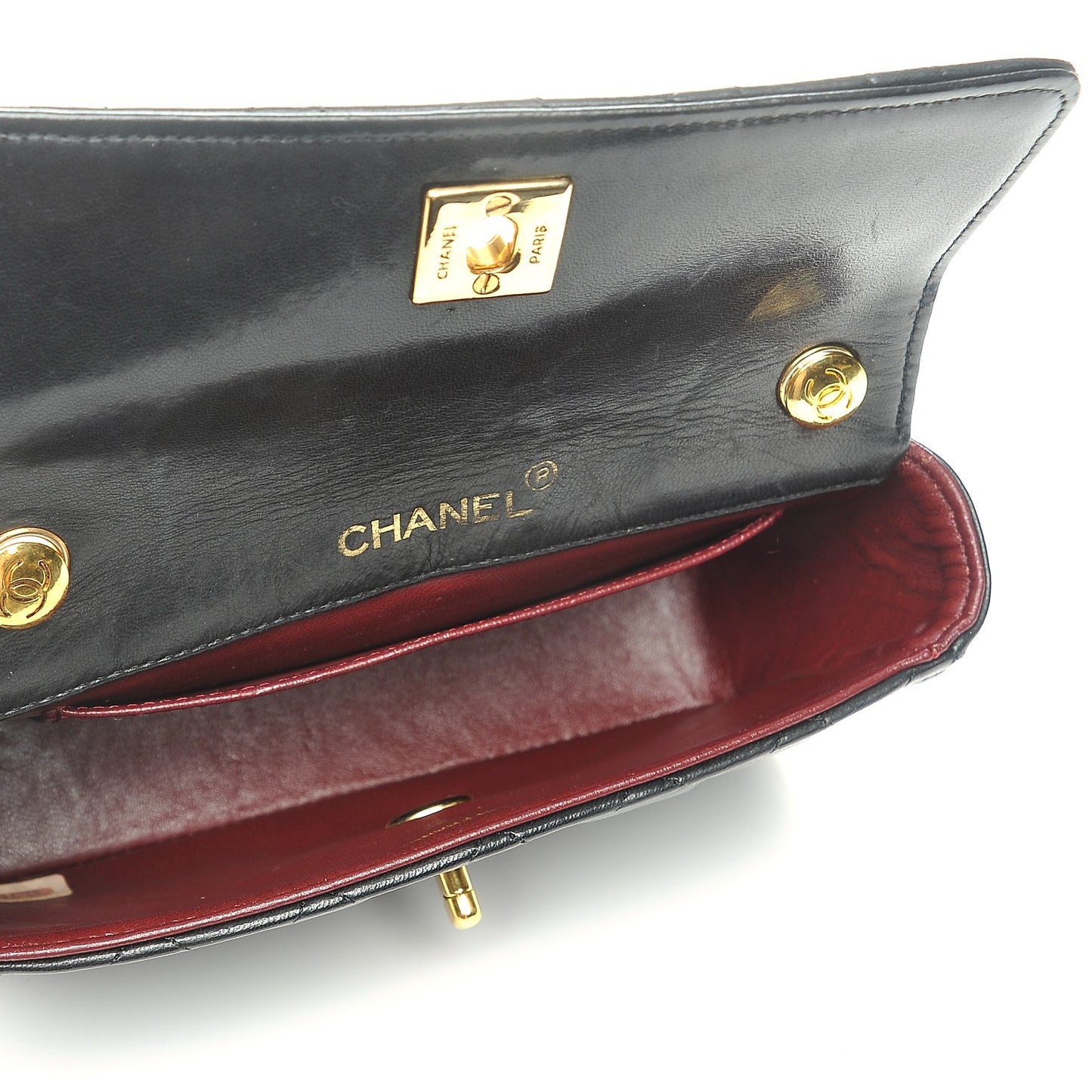 Lambskin Quilted Mini Rectangular Flap Black