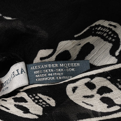 Alexander McQueen Silk Chiffon Skull Scarf Black Ivory 6 of 8