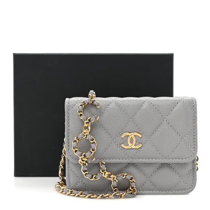 Chanel Caviar Quilted Miss Coco Clutch With Chain Grey 11 of 11