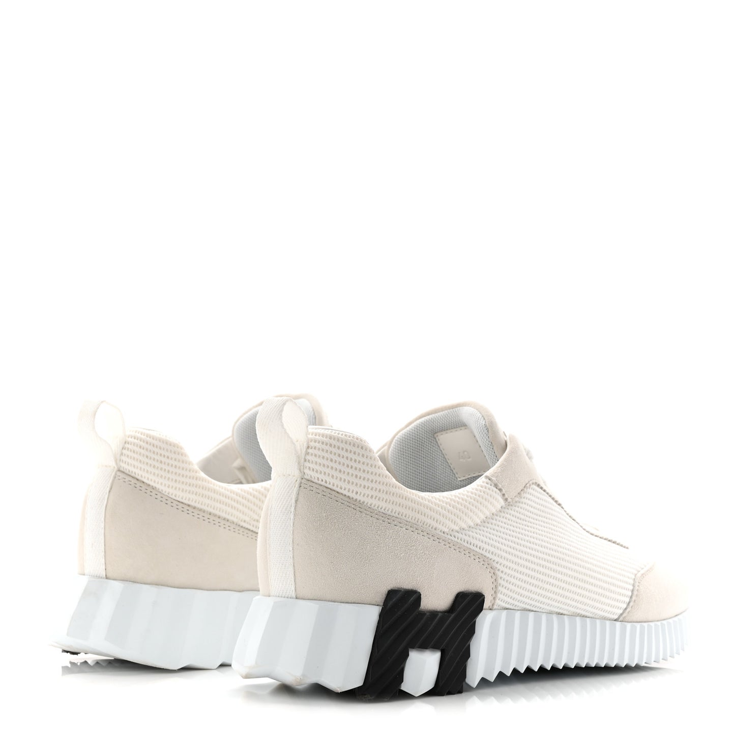 Calfskin Suede Goatskin Bouncing Sneakers 40 White Black