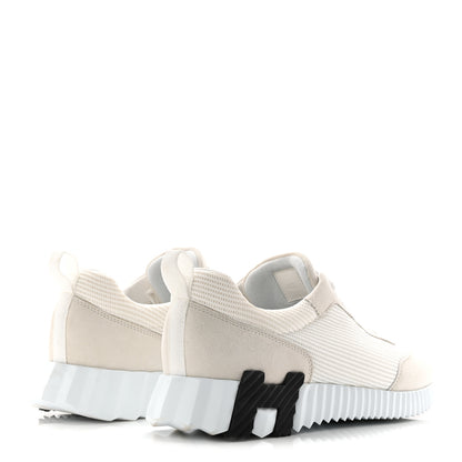 Hermes Calfskin Suede Goatskin Bouncing Sneakers 40 White Black 5 of 9
