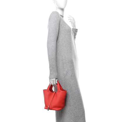 Hermes Taurillon Clemence Picotin Lock 18 PM Bougainvillea 2 of 10