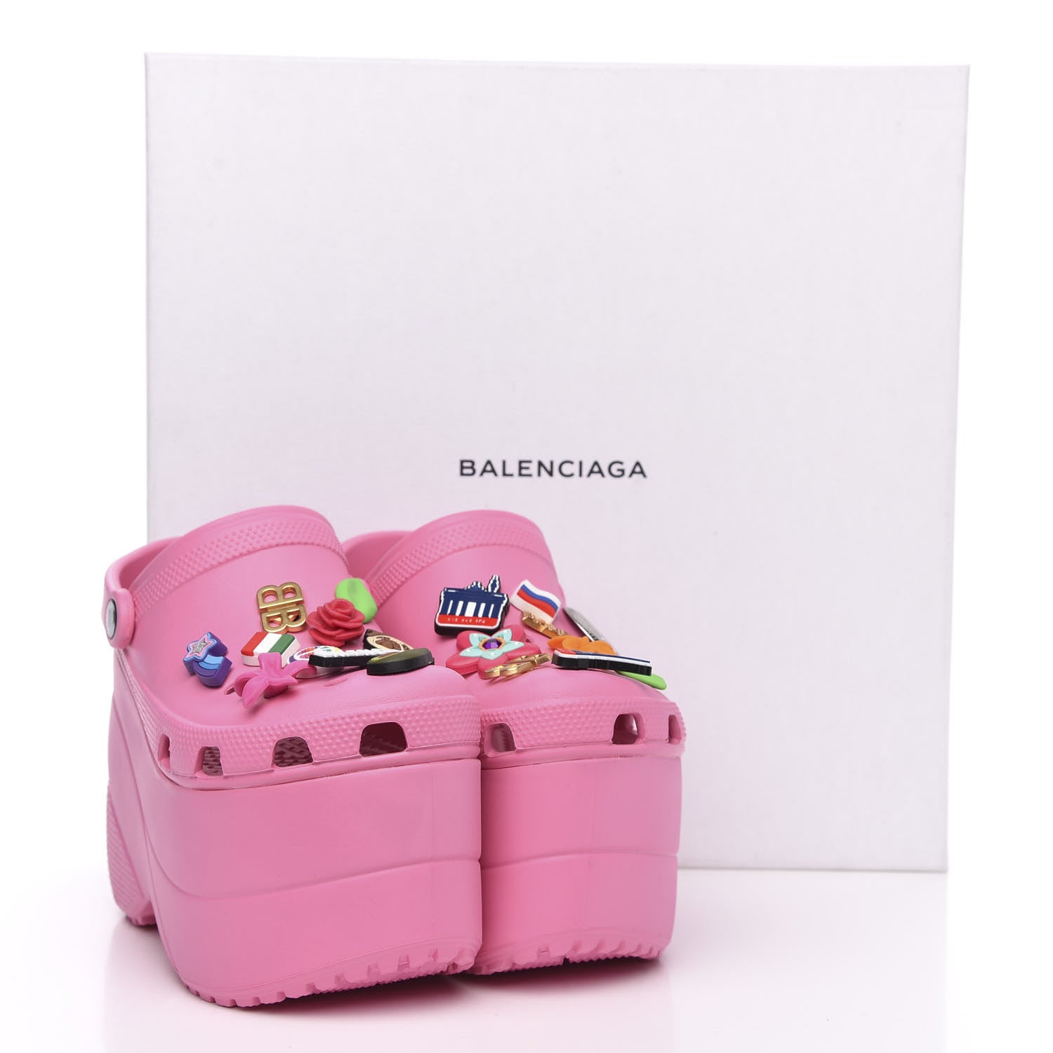 Balenciaga X CROCS Rubber Textured Womens Platform Sandals 36 Rose Bonbon 8 of 8