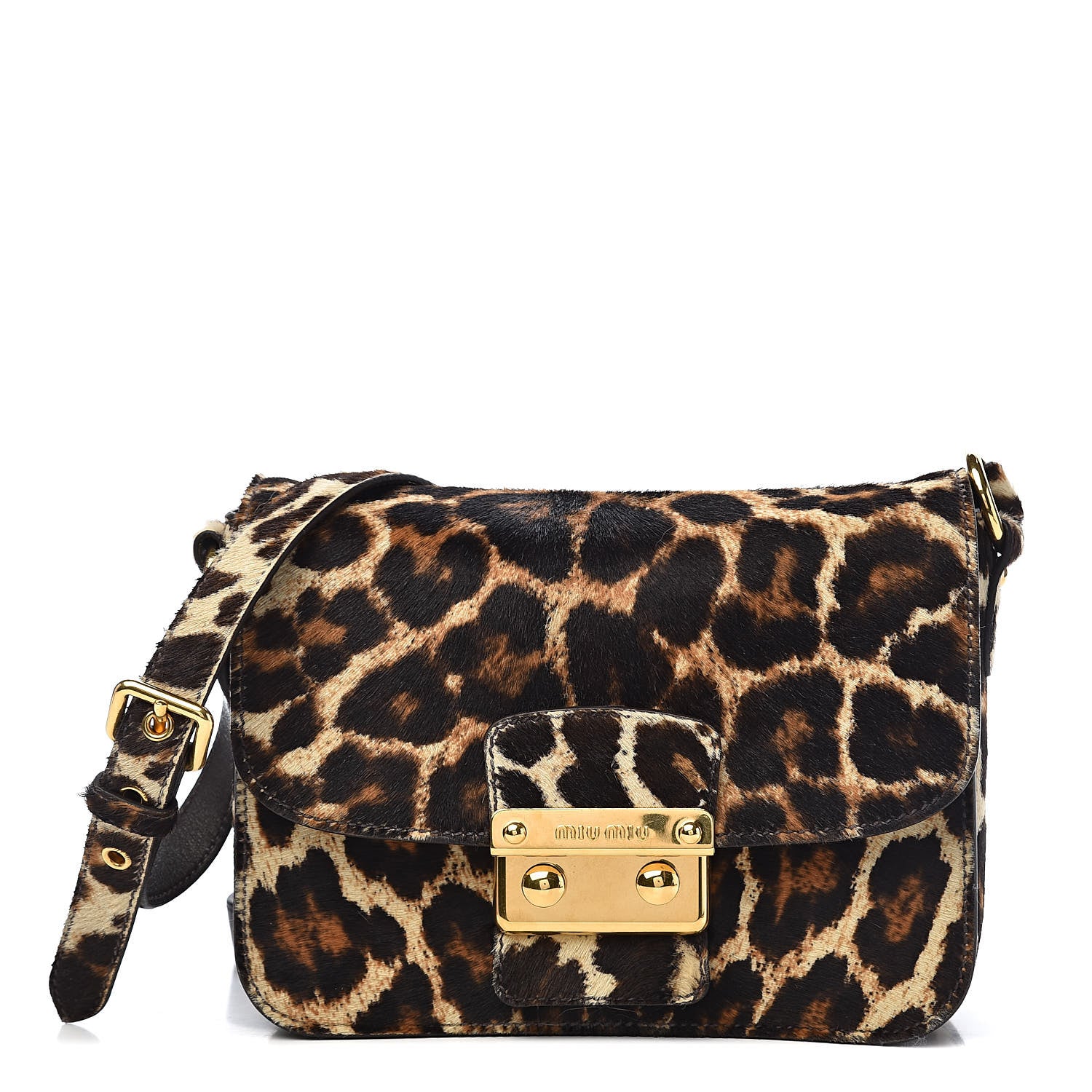 Miu Miu Calfskin Hair Leopard Crossbody Bag 1 of 13