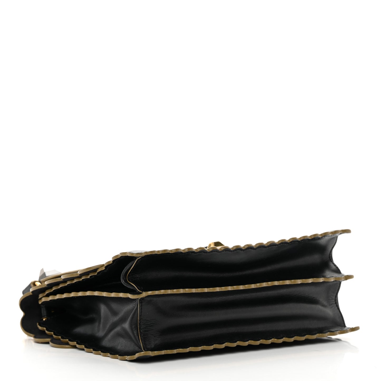 Vitello Liberty Scalloped Studded Kan I Shoulder Bag Black