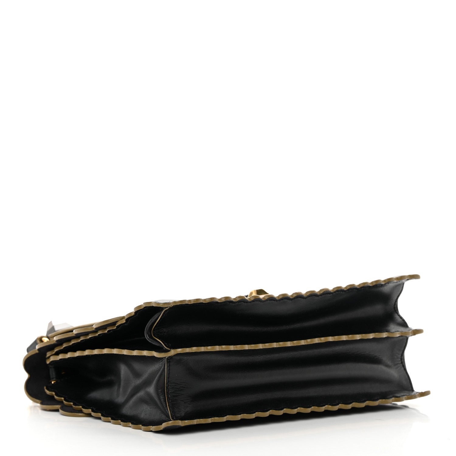 Fendi Vitello Liberty Scalloped Studded Kan I Shoulder Bag Black 4 of 18