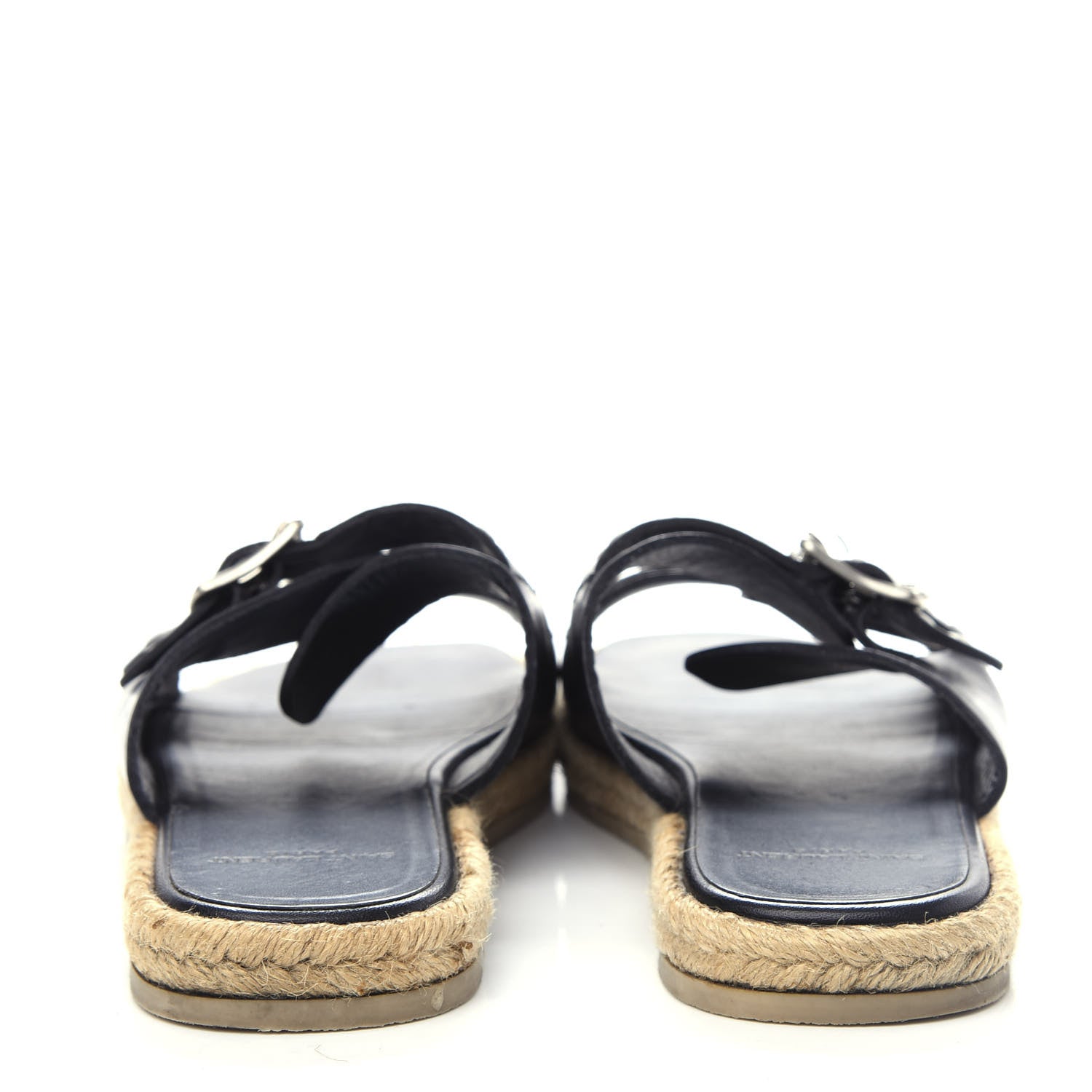 Saint Laurent Calfskin Studded Espadrilles Slide Sandals 38 Black 7 of 9