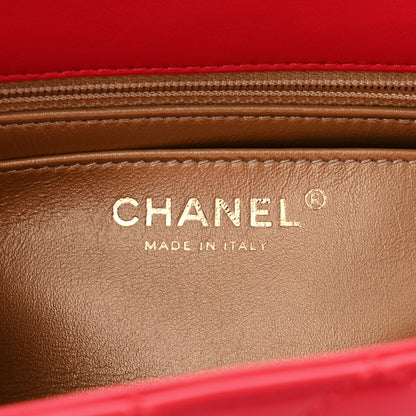 Chanel Lambskin Quilted Mini Rectangular Pearl Crush Flap Red 6 of 11