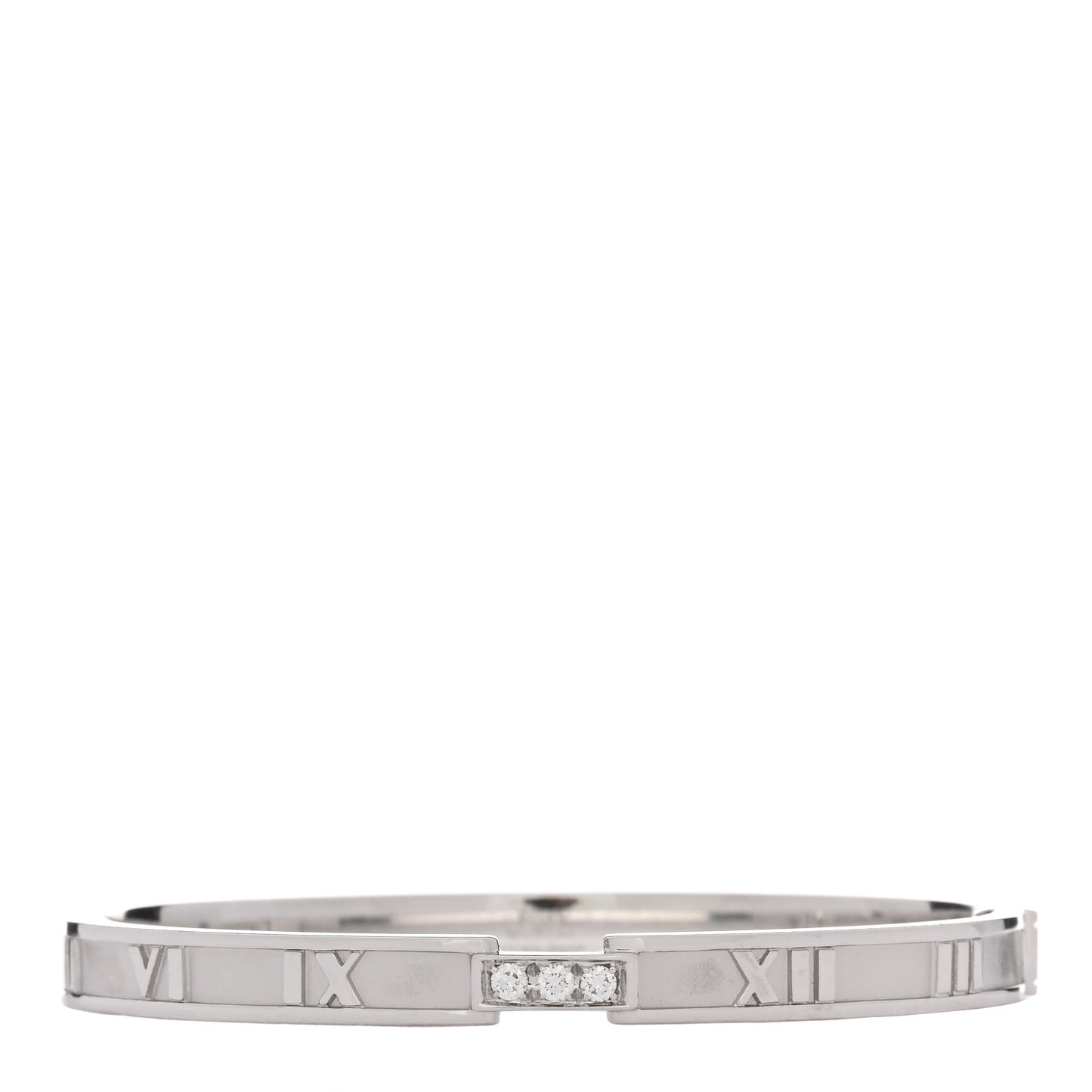 18K White Gold Diamond Atlas Closed Hinged Bangle Bracelet