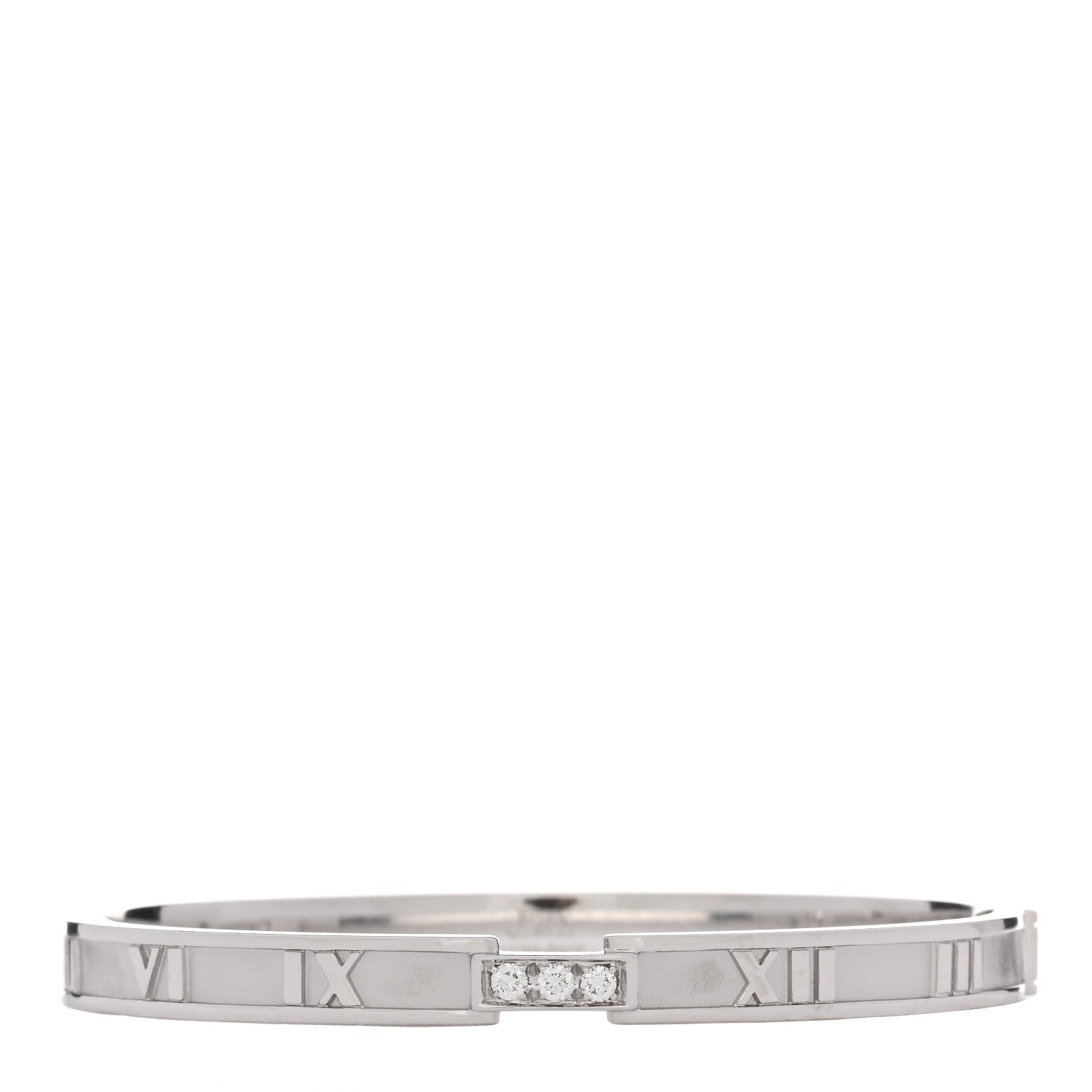 Tiffany 18K White Gold Diamond Atlas Closed Hinged Bangle Bracelet 1 of 3