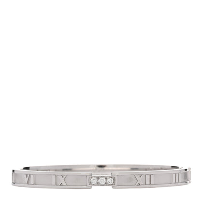 Tiffany 18K White Gold Diamond Atlas Closed Hinged Bangle Bracelet 1 of 3
