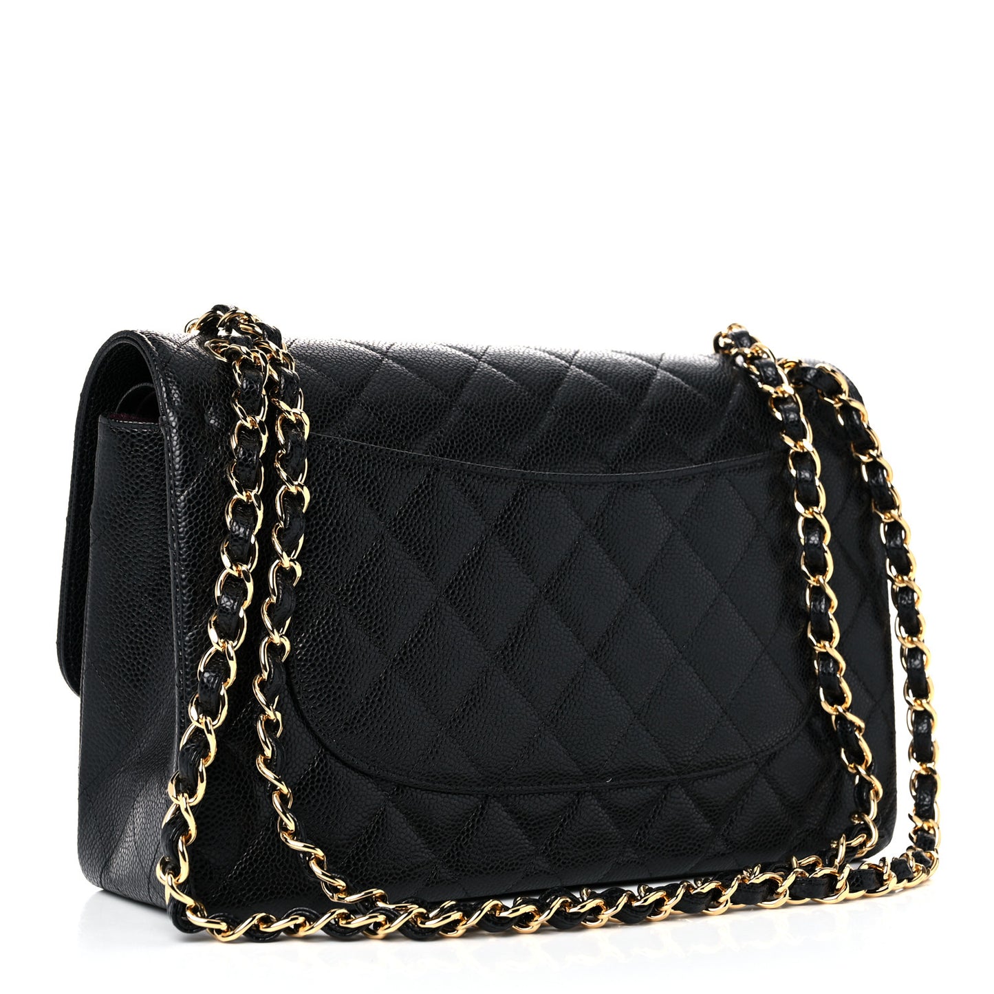 Caviar Quilted Jumbo Double Flap Black
