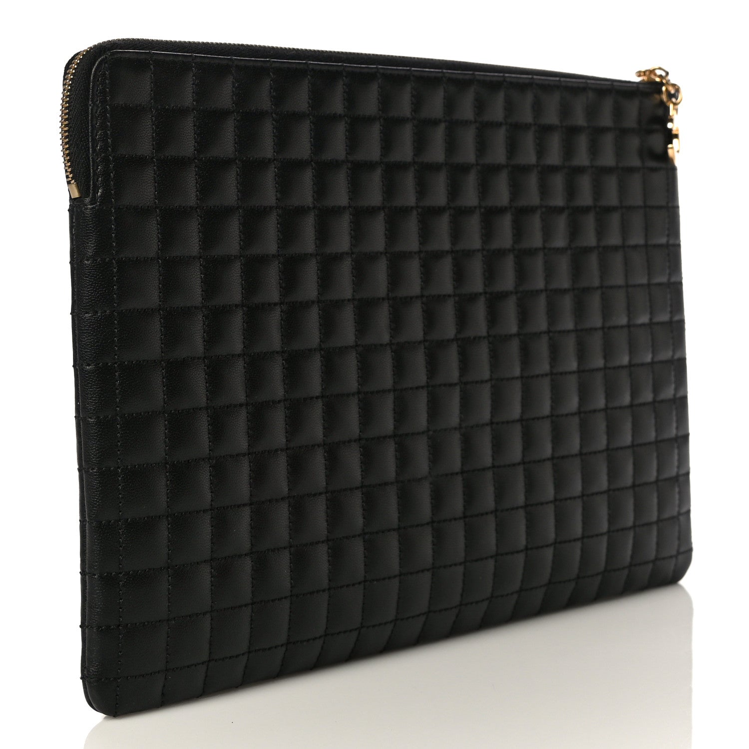 Celine Calfskin Quilted C Charm Pouch Black 3 of 11
