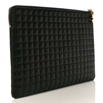 Celine Calfskin Quilted C Charm Pouch Black 3 of 11
