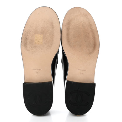 Chanel Lambskin Pearl Crystal Quilted CC Logo Jewelry Loafers 39 Black 5 of 9