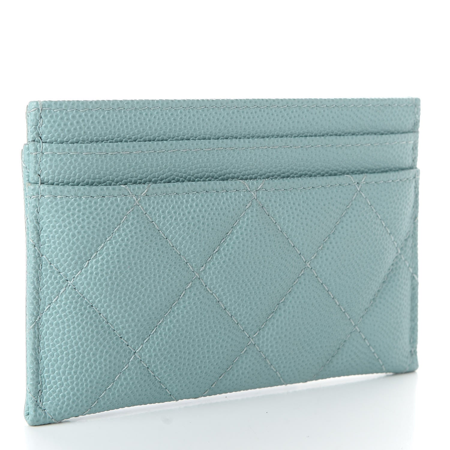 Chanel Caviar Quilted Filigree Card Holder Light Blue 3 of 9