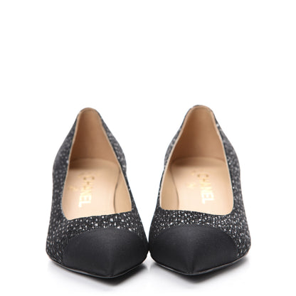Chanel Tweed Grosgrain Cap Toe Gabrielle Pumps 35.5 Black 2 of 9