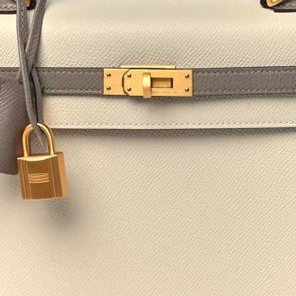 Hermes Epsom Bi-Color Horseshoe Kelly Sellier 25 Craie Gris Asphalte 7 of 9