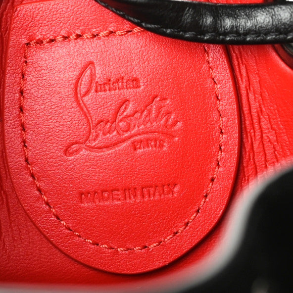 Christian Louboutin Suede Crystal Marie Jane Bucket Black Red 6 of 9