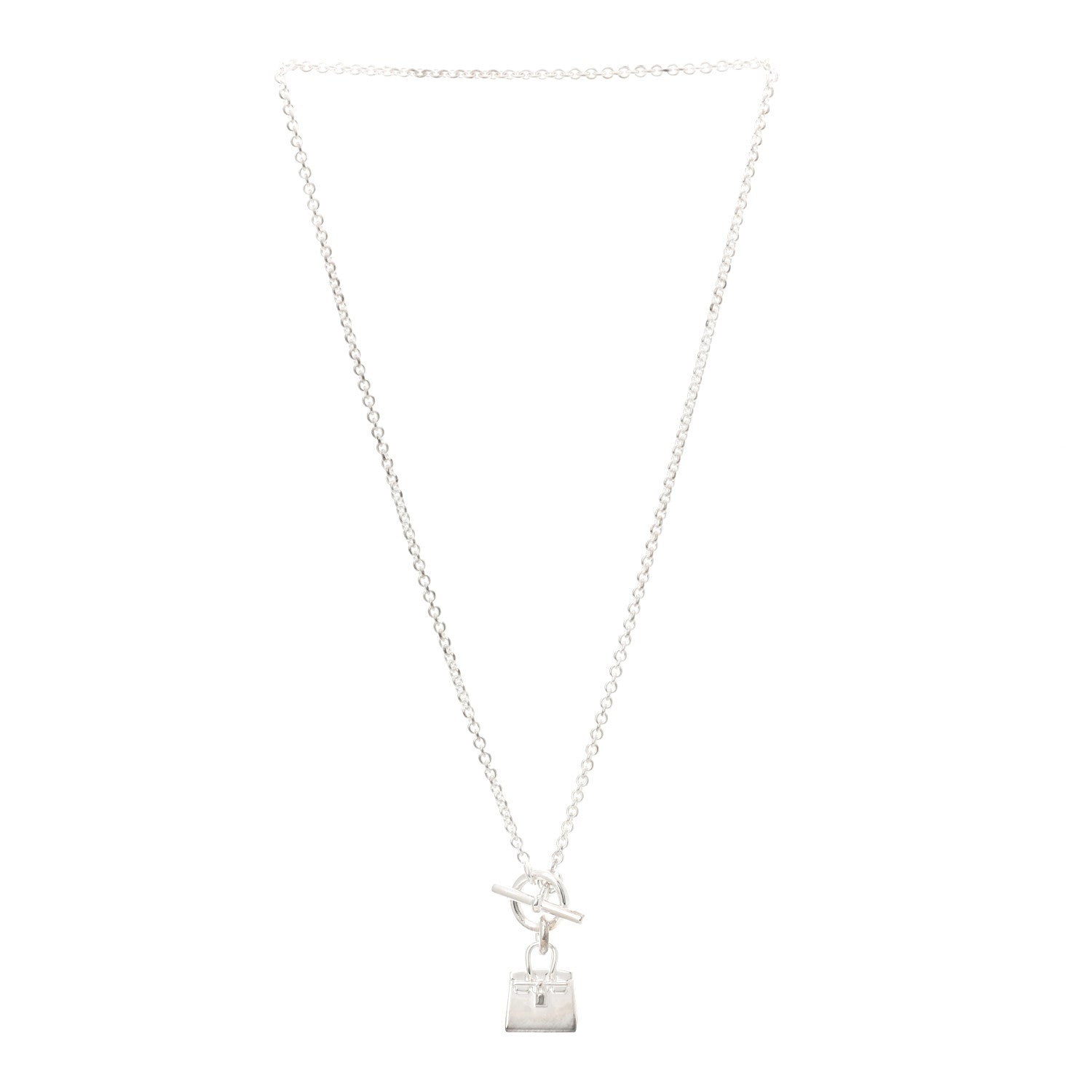 Hermes Sterling Silver Birkin Amulette Pendant Necklace 3 of 5