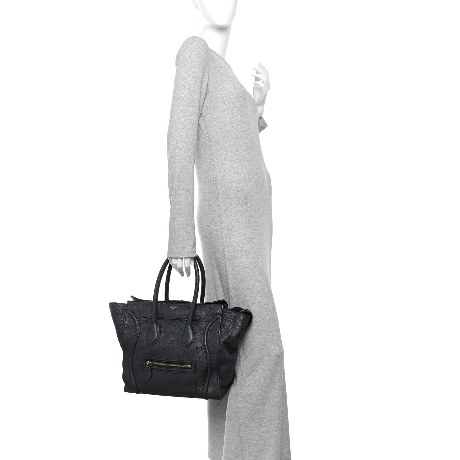 Celine Pebbled Calfskin Mini Luggage Anthracite 2 of 9