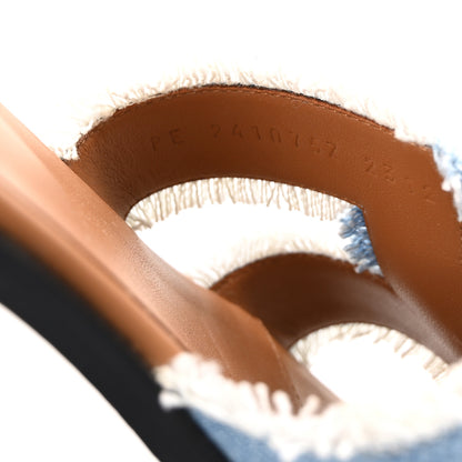 Hermes Denim Fringe Santorini Sandals 39 Bleu Clair Naturel 9 of 10