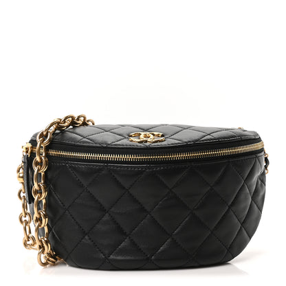 Chanel Lambskin Pearl Quilted CC Belt Bag Black 1 of 10