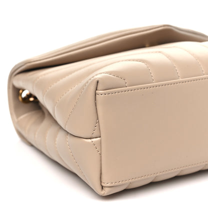 Saint Laurent Calfskin Y Quilted Monogram Small Loulou Chain Satchel Dark Beige 9 of 10