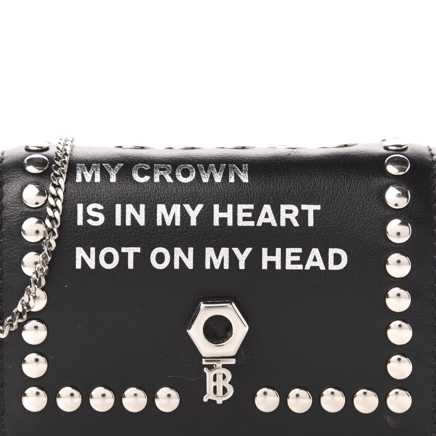 Calfskin Studded Jessie Chain Card Case Black