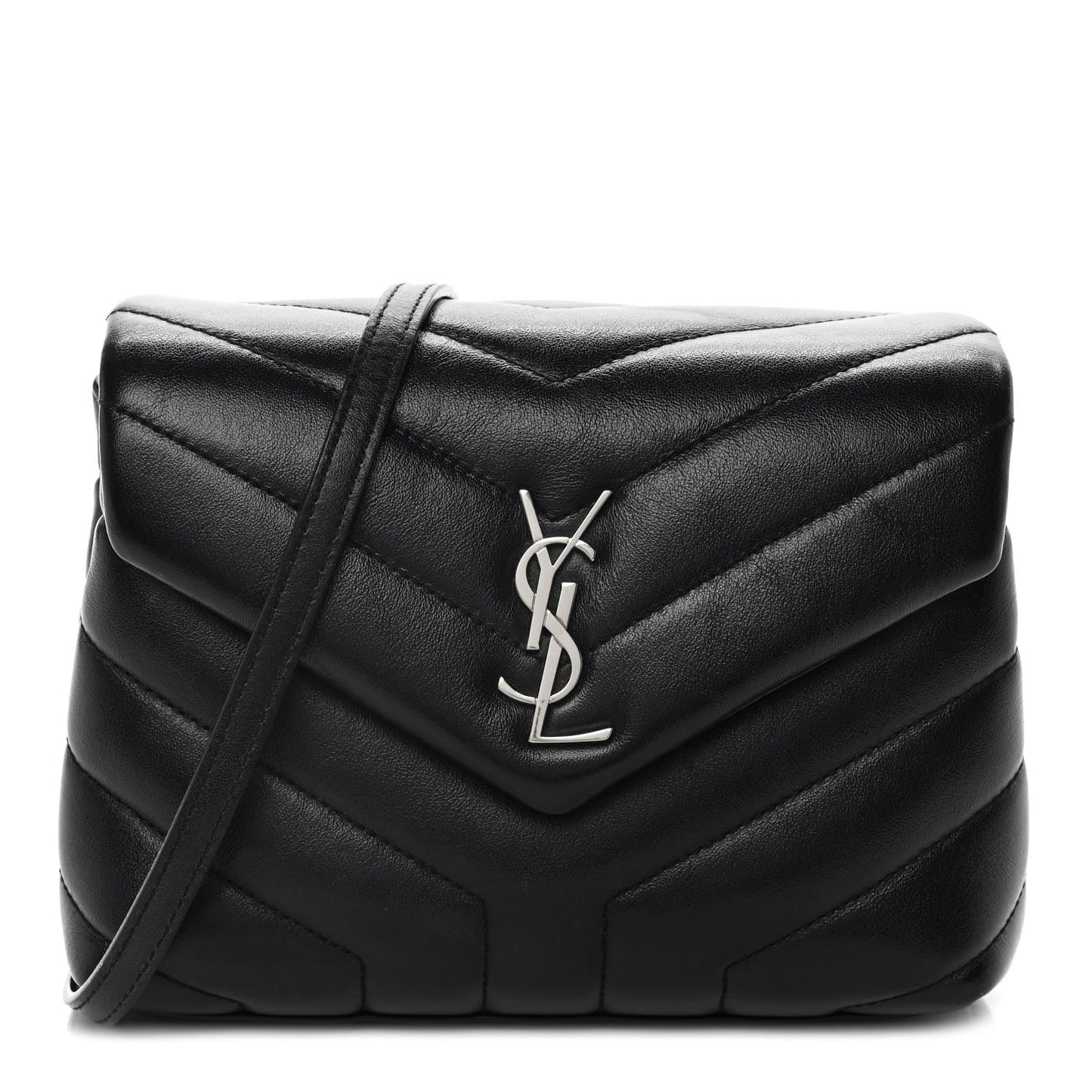 Calfskin Y Quilted Monogram Toy Loulou Crossbody Bag Black