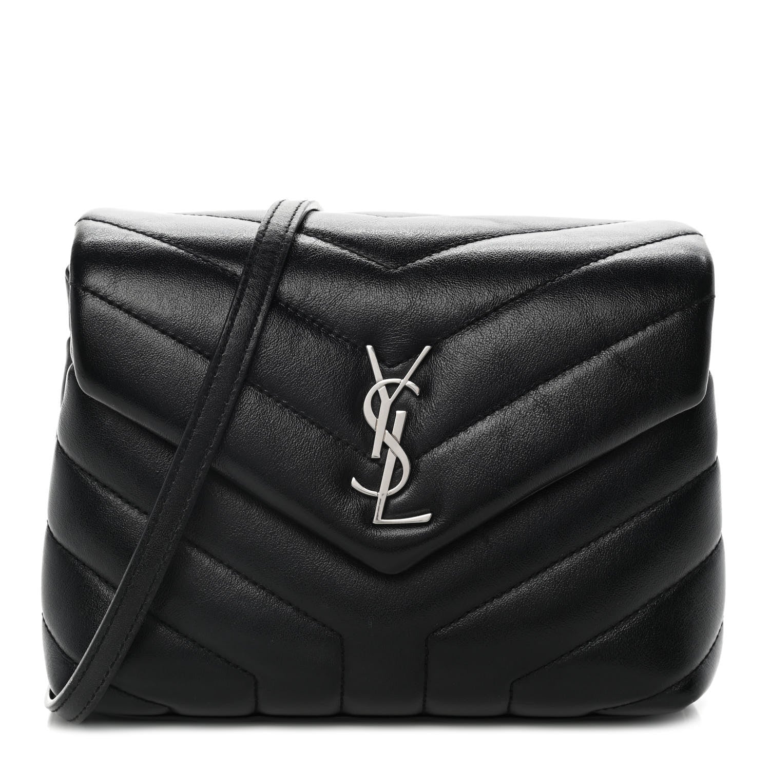 Saint Laurent Calfskin Y Quilted Monogram Toy Loulou Crossbody Bag Black 1 of 17